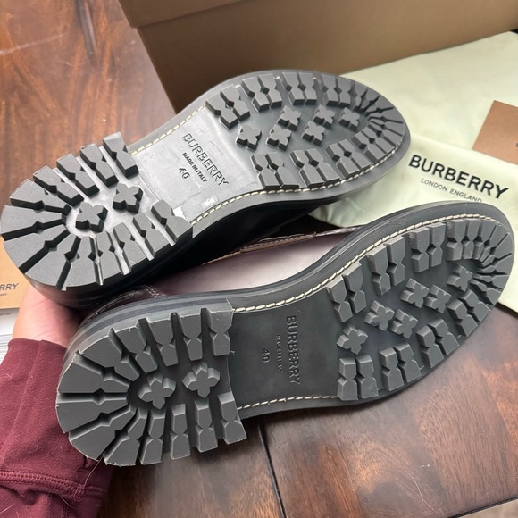 Burberry Checked Leather Penny Loafers - Picture 7 of 9